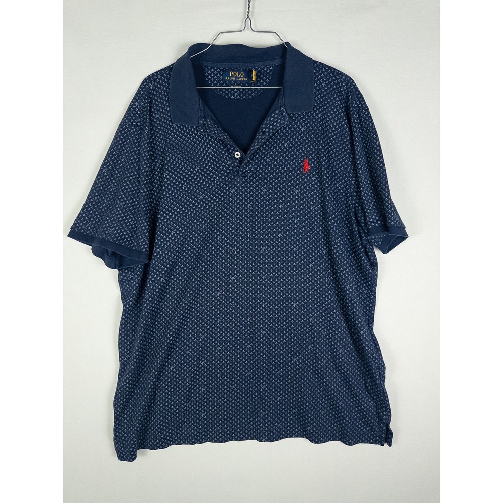 Polo Ralph Lauren Classic Fit Anchor Print Polo Shirt Mens XL Navy Nautical Coas